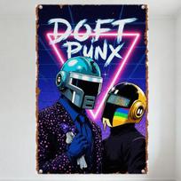 Daft Punk Retro-Futuristic Neon Metal Tin Sign 80s Grid Aesthetic Wall Plaque for Man Cave Home Decor 20X30CM