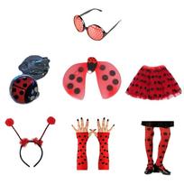 PESENAR Ladybug Costume Accessories Tutu Skirt Ladybug Wings Antenna Headband Striped Knee Thigh High Socks Party Favor