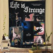 Life is Strange Tapestry Deer & Blue Butterfly Vintage Style Wall Hanging Room Decor for Fans Bedroom Dorm Home Background Cloth 100X70CM