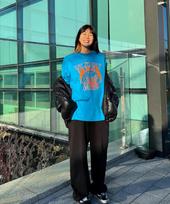 Overgrow Camping Easy Semi-Oversized T-Shirt [Sky Blue] Sky Blue/L