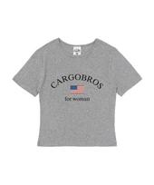 Cargo Bros For Woman Usa Logo Classic Short Sleeve T-Shirt (Grey) Free
