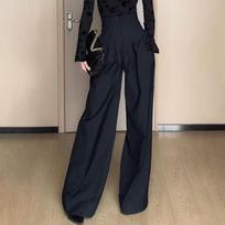 Women Ultra High Waist Wide Leg Pants Straight Drooping Spring and Summer All-Match Trousers Thick Pants Mop Pants XS