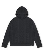 Yes Ic Hooded Cable Knit Pullover Charcoal M