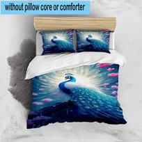 Peacock In The Rain 3pcs Bedding,Including 1pc Duvet Cover And 2pcs Pillowcases Perfect for Christmas,Ideal for Bedroom, Dormitory 135cm*200cm