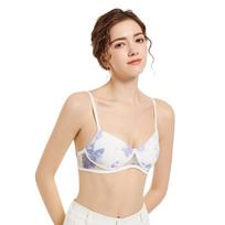 Spring New Gradient Pattern Mesh Breathable Underwear Women Small Chest Gathered Without Steel Ring Comfortable Upper Bra Women S