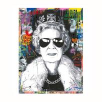 Grafiti meno Anglijos karalienė su akiniais drobės tapyba abstraktūs plakatai ir spaudiniai sienų meno paveikslai svetainės dekorui 21X30cm No Frame balta