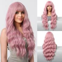 Qi Bangs Platinum Barbie Wind Big Wave Long Curly Hair Fluffy Facial Wig Full Headgear Wig lc1108-1