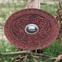 60,96 cm Viduramžių raižytas medinis skydas Vikingų Valhala Skandinaviškas skydas Vikingų dovana