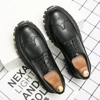 Fashion Spring Men Formal Business Thick Soled Lace-up Oxford Shoes Luxury Men's Dress Shoes Male Casual Leather Wedding Party Loafers 38 juoda