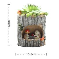 1pc Creative Cartoon Flowerpot Succulent Planter Lovely Green Plants Planter Flower Pot with Hole Home Garden Decoration Gift gray