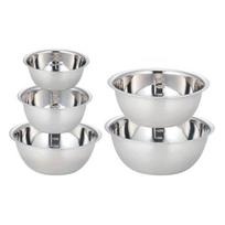 5Pcs Stainless Steel Mixing Bowls Set Food Grade BPA Free Polished Surface white