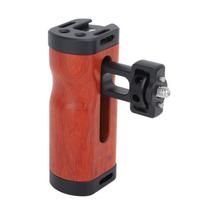 Universial Camera Cage Left Right Side Handle Side Wooden Handle Grip with Cold Shoe Mount 14 Inch