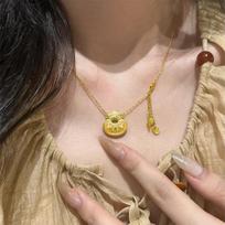 24k oil drop gourd blessing necklace, collarbone chain new item jewelry women's high-end sense