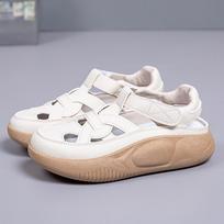 Summer Popular Velcro Women's Thick Bottom Sandals with Hollow Soft Bottom White Shoes Breathable Sports Leisure Shoes for Women 35 smėlis