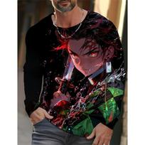 Men's Long-sleeved T-shirt 3D Printing Anime Printing Men's Long-sleeved T-shirt Autumn Tops S