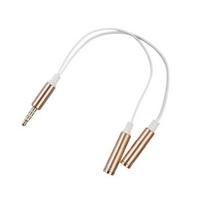 TRRS ausinių skirstytuvas, 4 kontaktų kištukas į du 3,5 mm lizdus, ausinių adapteris auksinė
