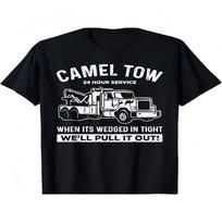 Camel Trailer T-Shirt - Funny Graphic Tee For Adults, Casual Summer Short Sleeve Round Neck T-Shirt For Men S juoda