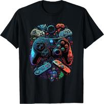Black Gaming T-Shirt, Unisex-Adults & Kids, Long Sleeve, Small, Black S juoda