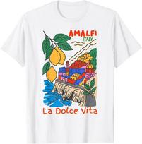 Mediterranean Vibes Amalfi Italy La Dolce Vita (Font and Back) T-Shirt L