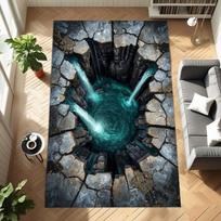 3D krioklio kilimas su įtrūkusio akmens iliuzijos dizainu Realistiškas grindų kilimas Svetainei Modernus optinės iliuzijos dekoras namams 40x60cm black