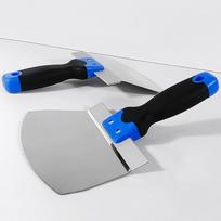 Stainless Steel Curved Scoop Putty Scraper Heavy Duty Rust Proof Wall Finishing Tool with Soft Grip for Paint Mortar 6.5 inch