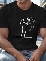 Mens 100 Cotton Tshirt  Abstract Geometric Line Graphic Print Summer Casual Roundneck Shortsleeved Pure Cotton Top S