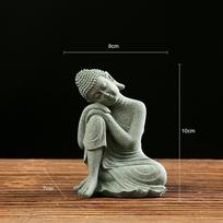 Multiple Styles Oriental Culture Sandstone Buddha Sitting Posture Green Sandstone Buddhist Ornament Zen Lawn
