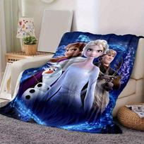 1PC Frozen Elsa & Friends Winter Wonderland Throw Blanket, Seasonal Decorative Blanket, Soft Flannel Throw Blanket, Living Room, Travel, Cam 100x150cm