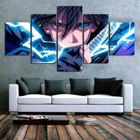 5 plokščių drobės sienos meno kūriniai Plakatas Tapyba Japonų Anime Sasuke Paveikslų Spaudiniai Namų Dekoras Svetainė Miegamasis Sieninė Tapyba Rėmas 20x35 20x45 20x55cm blue