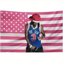 SRHJTERS Playboi Carti JAV Vėliavos Gobelenas Lengva Pakabinti Ryškus Sienų Menas Vidaus/Lauko Dekoras HipHop Gerbėjams Patriotinis Kambarys 74x94cm(29x37in) pink
