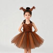 Costume Dress Girls Squirrel Tutu Animal Princess Headband Polyester Soft Breathable Material Size S