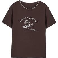 BETU Women's Cute Pet Print Lace Embroidered Short Sleeve T-Shirt S kava