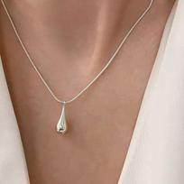 S925 Sterling Silver Necklace For Women Waterdrop Shape Fashion Minimalist Pendant Necklace Cute Charm Necklace Birthday Gift sidabras
