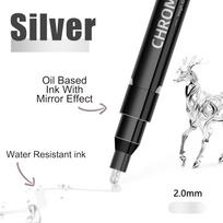 5 colors Mirror Chrome Marker Paint Marker, DIY Silver Marker Pen Alcohol Paint for most surfaces, High-gloss display effects