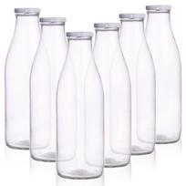 Stiklinė pieno butelis 1 L 6 vnt.