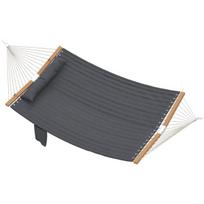 Dvivietis hamakas su pagalve ir krepšiu 200x140 cm pilkas