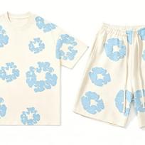 Colorful Bitcoin symbol print 2-piece set, suitable for spring and summer matching M white