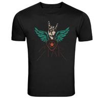 Rock Hand Wings Guitar Pick Rock Music Graphic T-Shirt XS