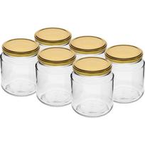 Stikliniai konservavimo indai 580 ml, 6 vnt., auksiniai twist-off dangteliai