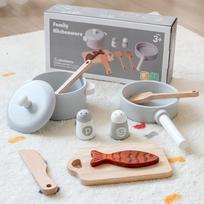 Wooden Kitchen Cooking Toy Set Playing Home Simulation Cooking Utensils Children's Intelligence Development Skills Learning