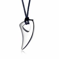 Punk Wolf Tooth Necklace Bull Horn Design Crescent Tooth Leather Rope Necklace  Biker sidabras