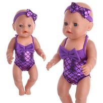 Rožinių kaspinų maudymosi kostiumas žuvies žvynų stiliaus 43 cm lėlei ir 18 colių amerikietiškos lėlės aksesuarai Our Generation mergaičių žaislai pink