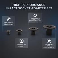 Low Profile Impact Socket Adapter Set Cr Mo Steel Drive Ratchet 3 8 to 1 2 1 4 to 3 8 3 4 to 1 1 2 to 3 4 with 2 Drill
