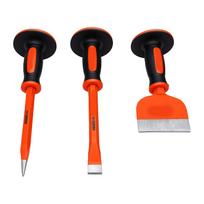 3PCS Heavy Duty Masonry Chisels with Hand Guard 12 Inch Point Flat and 8.5 Inch Brick Chisel Set for Demolishing