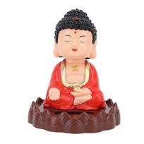 Plastic Solar Nodding Buddha Desktop Ornament  Entryway Hallway Decoration raudona