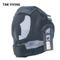 TAK YIYING Airsoft Mask Full Face Mask  War Game Steel Mesh Paintbal Head Protective Mask hunting Full Cover V6 Mask juoda