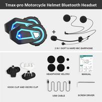 Freedconn T Max Pro Motorcycle Intercom Bluetooth Helmet Headset 6 Riders BT 5.0 1200M FM Motor Interphone Communicator Earphone Two Sets T Max Pro