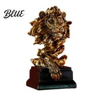 UV Resistant Sculpture Resin Animal Head Bust Sculpture Sandstone Textured Statue Minimalist European Desktop Decor Fade-Resistant Stable Desk Art auksinė