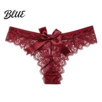 Skin-friendly Lace Thong Women's Sexy Sheer Thong Cheeky See Through Underwear Comfortable High-waist High Waist T Back Stretch Panties with M raudona