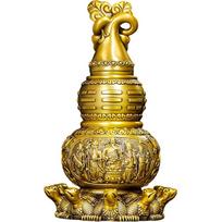 Aris & Juno Brass Nine-Turtle Gourd Feng Shui Statue – Chinese Wealth & Good Luck Figurine for Entryway, Home Office Desk or Shelf Decor, Gift for Medium